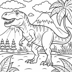 Child-Friendly Tyrannosaurus Rex Coloring Page for Kids' Educational Projects