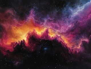 Fototapeta premium Cosmic Nebula with Vibrant Colors.