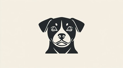 A minimalist dog face icon, focusing on simple shapes and clean lines.
