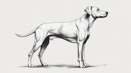 Fototapeta premium A side profile of a standing dog, using clean, sharp lines to create a modern, professional look.