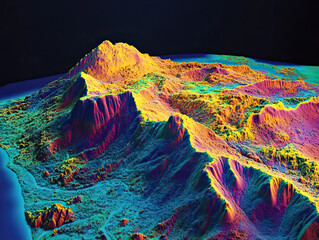 Technical aerial visual, 3D LiDAR GIS aerial map satellite scan model isolated, showing So Lus, Brazil . Elevation, topography, render