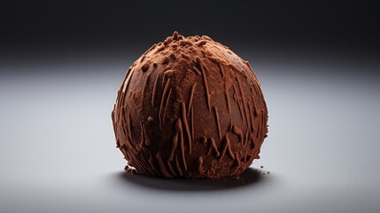 Fototapeta premium A close-up shot of a delectable chocolate truffle, its intricate texture and decadent filling on full display.