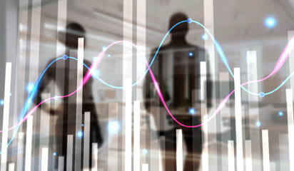 Charts trading modern abstract City background. Mixed Media