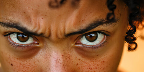 Bewildered Stare: A confused expression on someone's face, overwhelmed by the chaos around them.