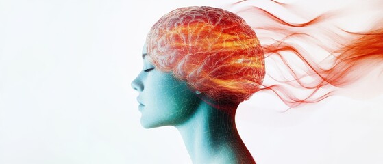 Futuristic Concept of Human Brain Activity with Neural Connections and Abstract Digital Elements