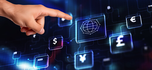 Universal financial background with money icons. Currency icons