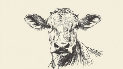 Hand-drawn cow icon with a rough, sketchy feel, ideal for artisan or handmade product packaging.