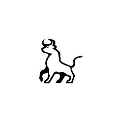 Line art running bull animal logo design