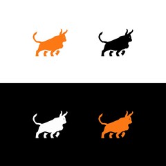two bulls, feel the power, isolated . Bull animal logo illustration design