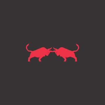 recommend clip art: Two red bull animal logo template design