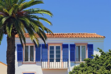 Fototapeta premium Eco-friendly exterior design of a modern Indian house.. Beautiful simple AI generated image