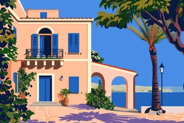 Eco-friendly exterior design of a modern Indian house.. Beautiful simple AI generated image