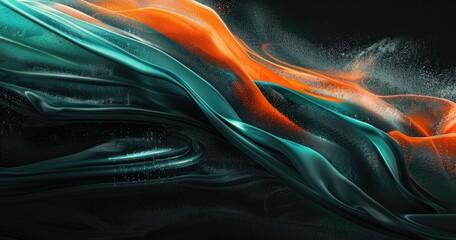 A dynamic abstract composition featuring flowing colors and textures.