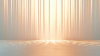 A long, white curtain with a light shining through it