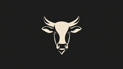 Fototapeta premium Modern, minimalist cow icon with sharp lines and a sleek design, suitable for contemporary product packaging.