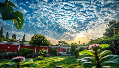 Sunlit serenity, a lush garden escape - Nature’s Harmony, sunset in bloom