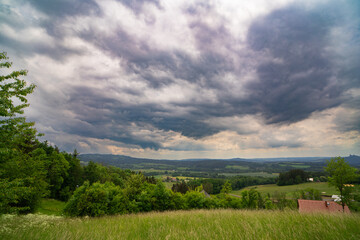 Fototapeta premium Rural landscape on a cloudy day