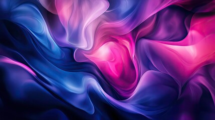 Obraz premium Abstract fluid art with a vibrant mix of deep blues, purples, and magentas, featuring smooth flowing curves and organic shapes