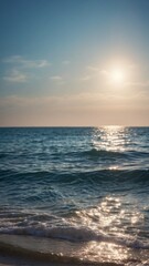Fototapeta premium clear ocean sea background with empty blue sky.