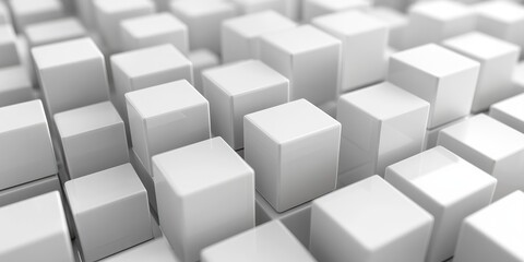 Randomly shifted white cubes forming a background with space for text.