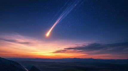 Obraz premium Shooting Star at Dawn