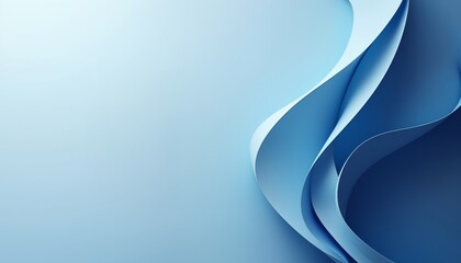 A smooth abstract design with flowing white and blue curves, conveying calm and fluidity, ideal for modern, minimalist presentation templates.