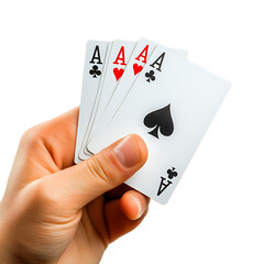 Playing Cards Four Aces Poker Hand Illustration, Casino Game Winning Hand Artwork, Gambling Games Digital Download Print
