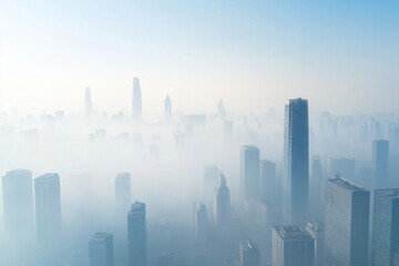 Fototapeta premium A cityscape obscured by a thick layer of fog