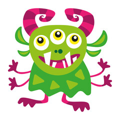 Halloween vector illustration. Funny cartoon monster isolated icon on white background. Bright design for party decoration.