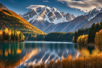 Obraz premium Autumn landscape of the mountains in morning