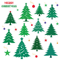 Christmas tree silhouette vector and illustration, Christmas trees vector