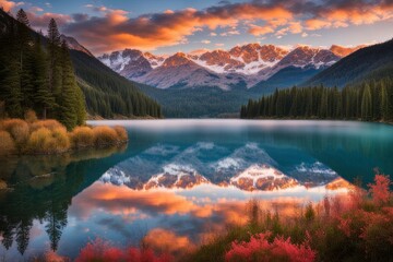 Obraz premium Beautiful sunset in the lake