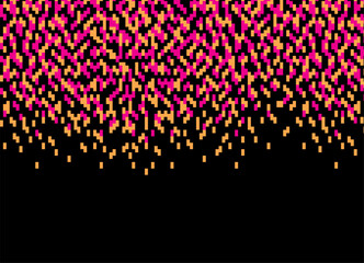 Abstract rain of colored pixels on a black background. Modern vector pattern Vector background