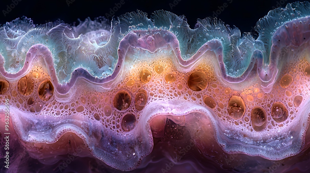 Aufkleber close-up of a colorful agate with intricate patterns and textures.