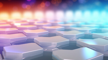 Obraz premium Hexagon background. Hexagonal shapes, honeycomb pattern. Geometric and three-dimensional design. Futuristic and technological wallpaper.