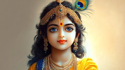 
Lord Krishna wallpaper with a gold background and flowers