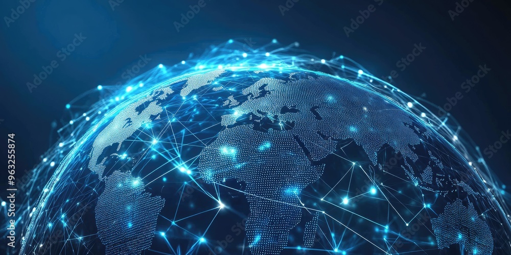 Aufkleber connection technology background symbolizing global communication networks.