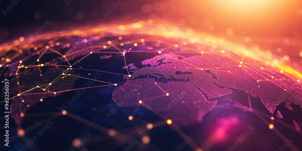 Poster connection technology background symbolizing global communication networks.
