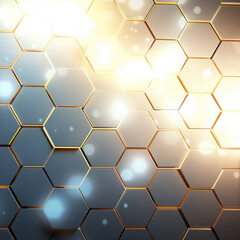Obraz premium Hexagon background. Hexagonal shapes, honeycomb pattern. Geometric and three-dimensional design. Futuristic and technological wallpaper.