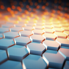 Obraz premium Hexagon background. Hexagonal shapes, honeycomb pattern. Geometric and three-dimensional design. Futuristic and technological wallpaper.