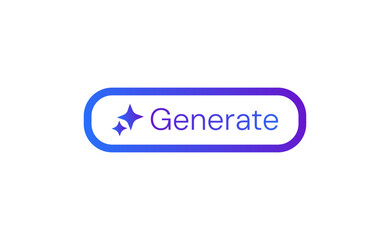 AI Generate Button. Vector Button for AI Generator App. AI Icon for websites. Artificial intelligence and Machine learning technology concept. Chat with AI. UI UX design, Vector illustration.