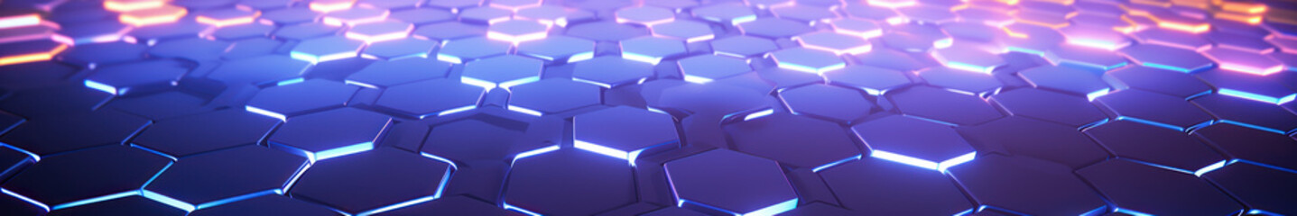 Obraz premium Hexagon background. Hexagonal shapes, honeycomb pattern. Geometric and three-dimensional design. Futuristic and technological wallpaper.