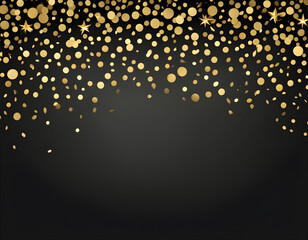 Gold confetti on black background stars, bokeh, glitter, star Shine, lights background