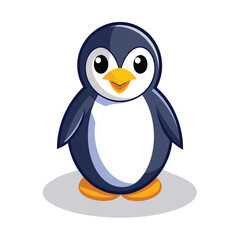 Naklejka premium Cartoon Penguin with Big Eyes and a Smiling Face