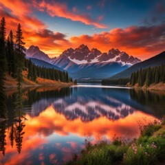 Beautiful sunset in the mountains