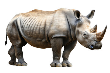 Obraz premium Standing full-length rhinoceros on transparent background