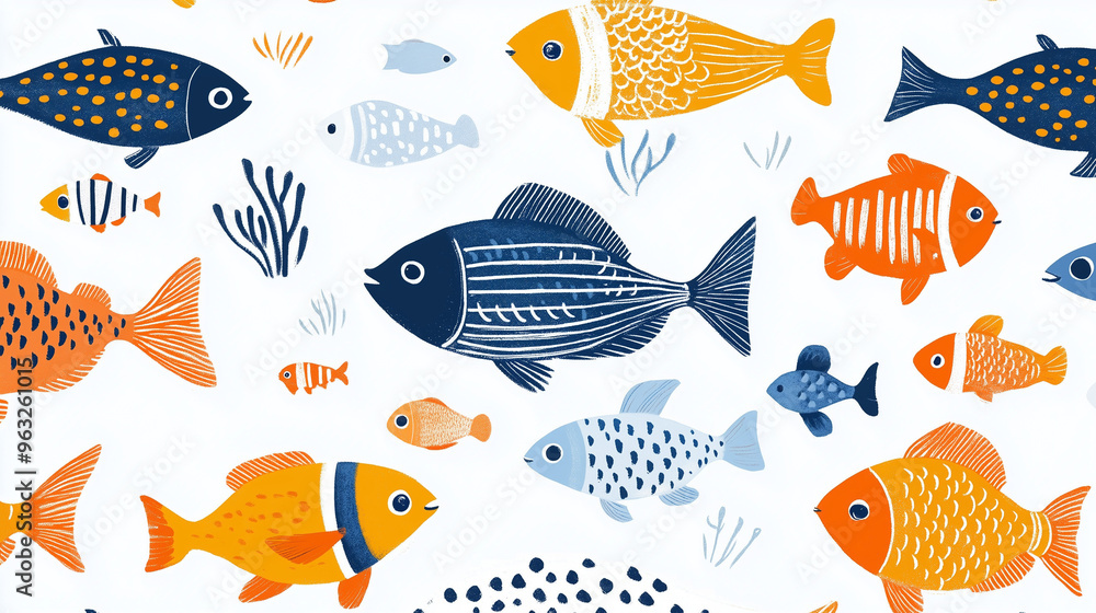 Wall mural fish pattern graphics