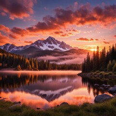 Sunset in the mountains.