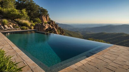 stock photography vanishing edge pool with a morning view