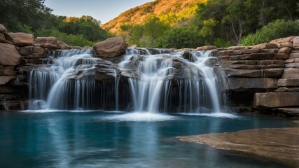 Obraz premium stock photography waterfall pool with a morning view